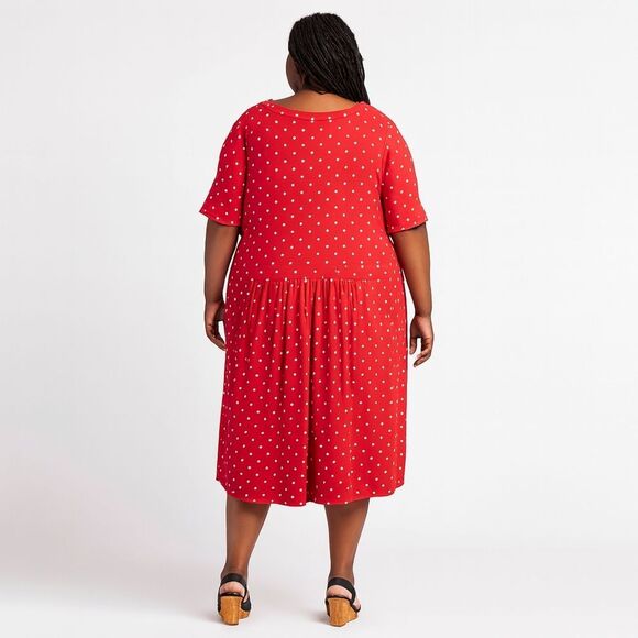 ANNE KLEIN 2X RED AND WHITE POLKA DOT DRESS - Picture 2 of 6